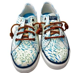 Sperry Top Sider Shoes Womens 7.5 M Low Top Sneakers White Canvas Lace Up Casual